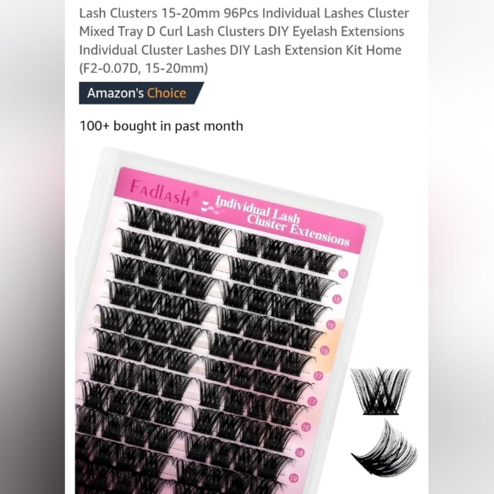 New Fadlash Individual Lashes  Curl DIY Extenstions Clusters 15-20mm